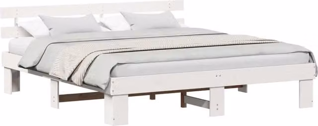 Letto matrimoniale | Letto per adulti | Struttura del letto Bianco 200 x 200 cm Pino massello
