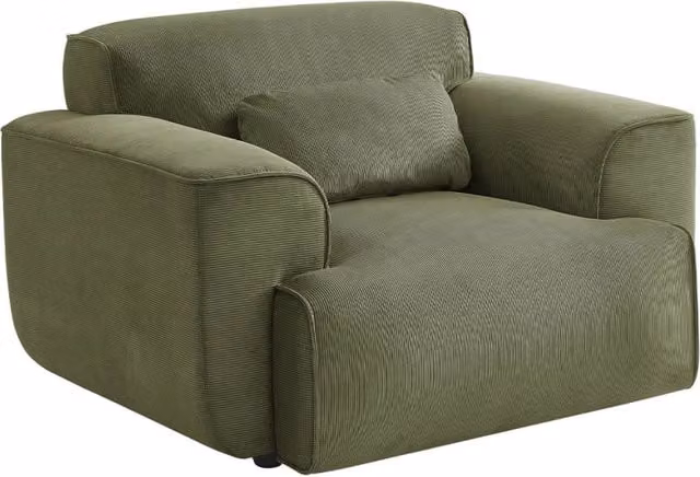 Poltrona singola Sweeek in velluto verde con struttura in legno massello e braccioli, L: 73,0 cm, P: 76,7 cm, H: 116,0 cm – 1