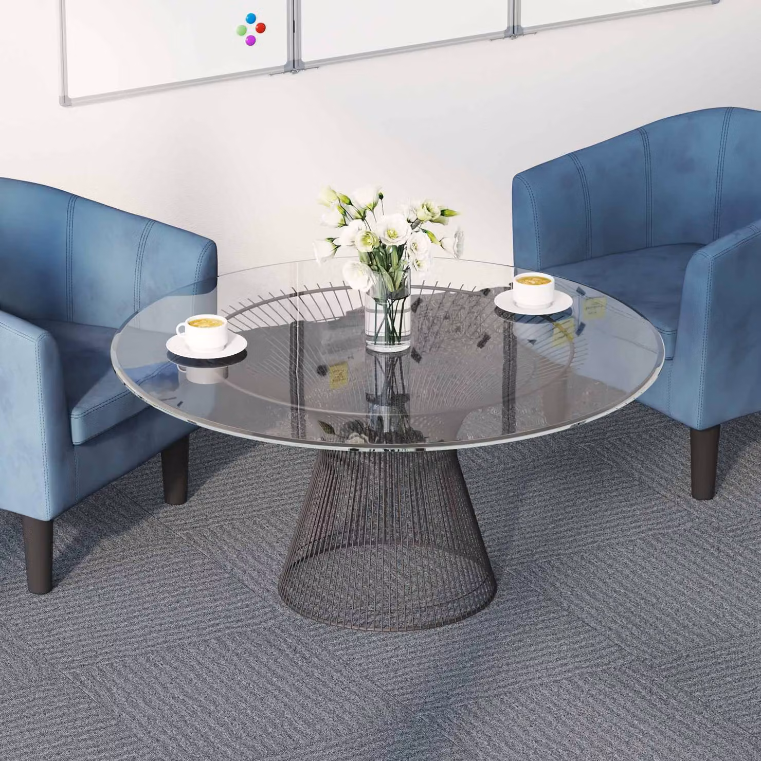 Set di 4 piastrelle per tappeto moderne vidaXL in polipropilene grigio, L/P: 50 x 50 cm