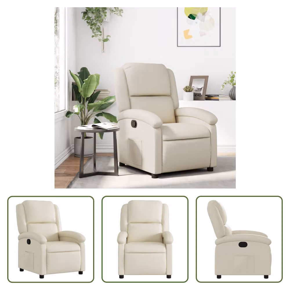 The Living Store reclinabile in Pelle finta crema