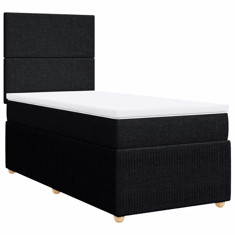 Giroletto a Molle con Materasso Nero 90x190 cm in Tessuto