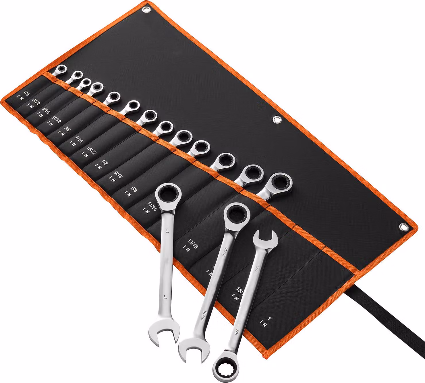 SucceBuy Set di chiavi a cricchetto da 16 pezzi SAE 72 denti in acciaio Cr-V con pratica borsa portaoggetti, ideale per riparazioni domestiche e su veicoli