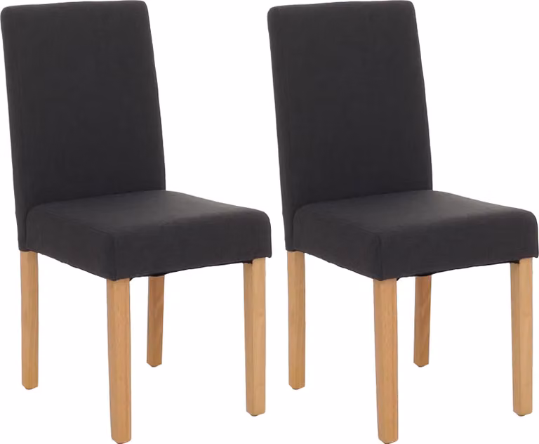 Set di 2 sedie da sala da pranzo Sedie da cucina classiche e intramontabili | A x L x P 90 x 43 x 56 cm | Altezza seduta 45 cm | Tessuto | Gambe chiare | Nero