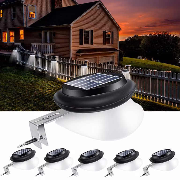 Set di 6 lampade solari, 100 lumen, grado di protezione IP55, luce bianca fredda, illuminazione per esterni