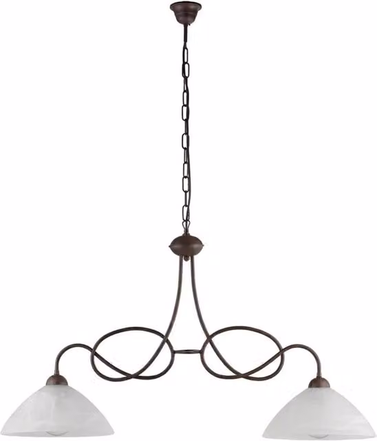 Lampadario a sospensione rustico Bistrot LuceArt Classic in metallo con 2 luci, colore marrone e bianco, altezza regolabile