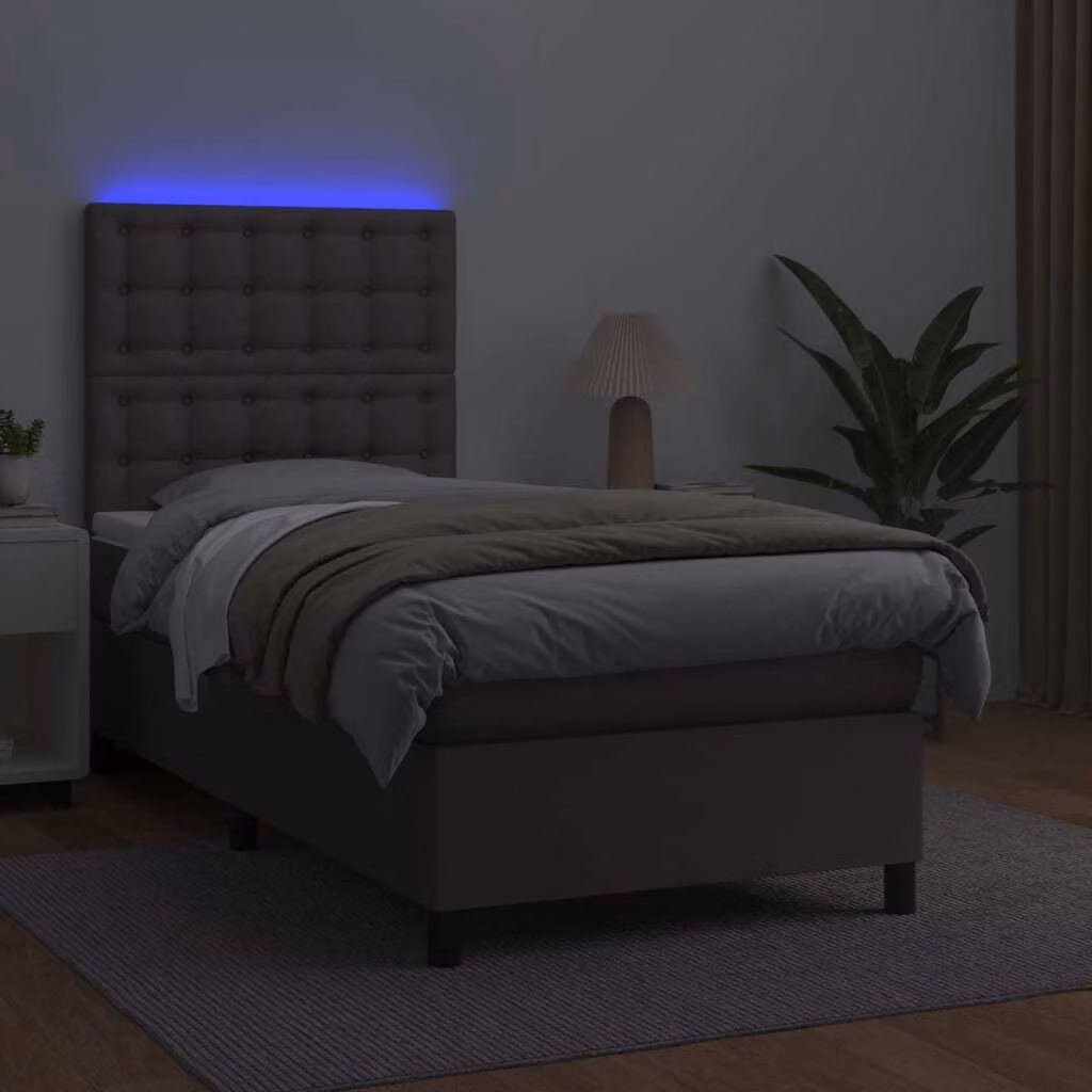 Maison Exclusive - Giroletto Molle con Materasso e LED Grigio 90x190cm Pelle finta