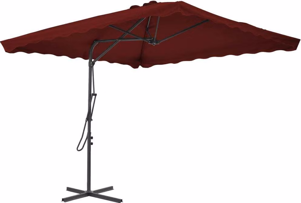 The Living Store ombrellone con palo in acciaio rosso Bordeaux 250x250x230 cm