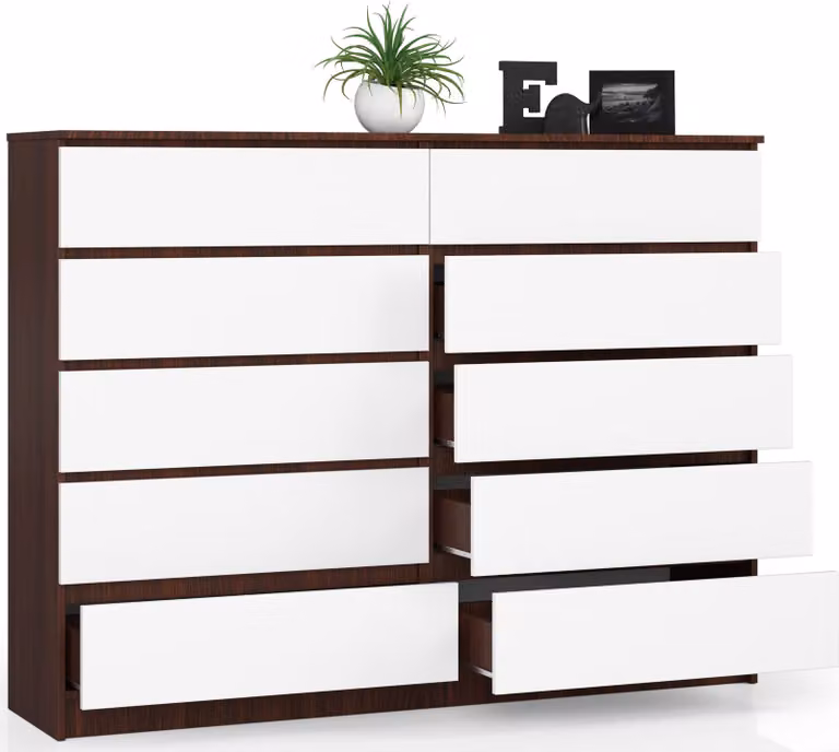 Cassettiera BDW, 10 cassetti, tanto spazio per riporre le cose, soggiorno, Venga / bianco
