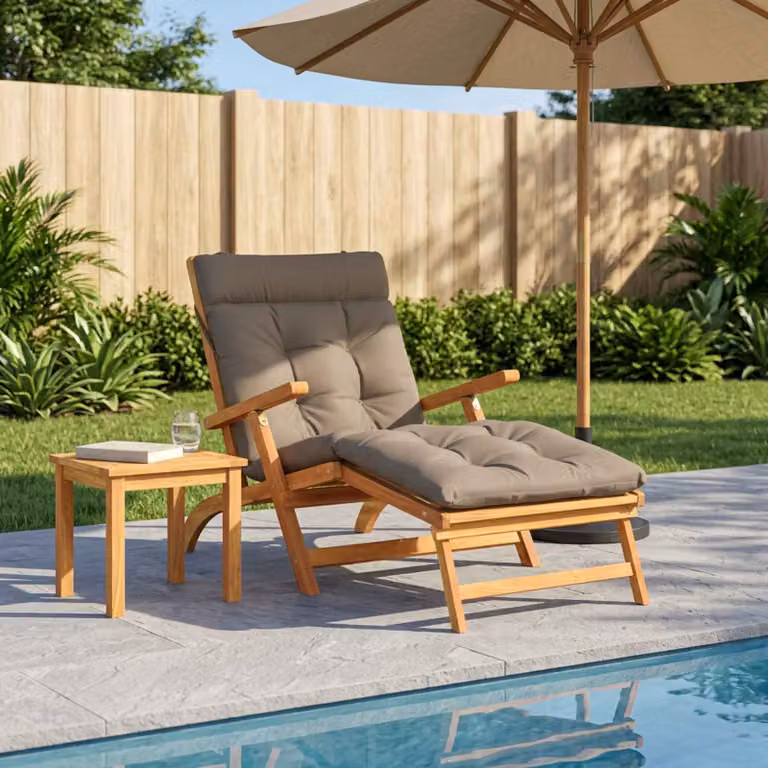 Cuscino per lettino vidaXL VIANEN in poliestere, resistente ai raggi UV e lavabile, colore grigio beige