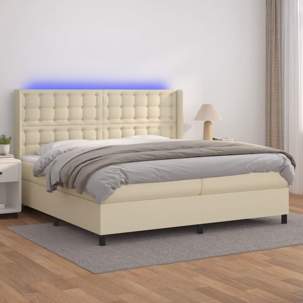 Maison Exclusive - Giroletto a Molle con Materasso e LED Crema 200x200 cm