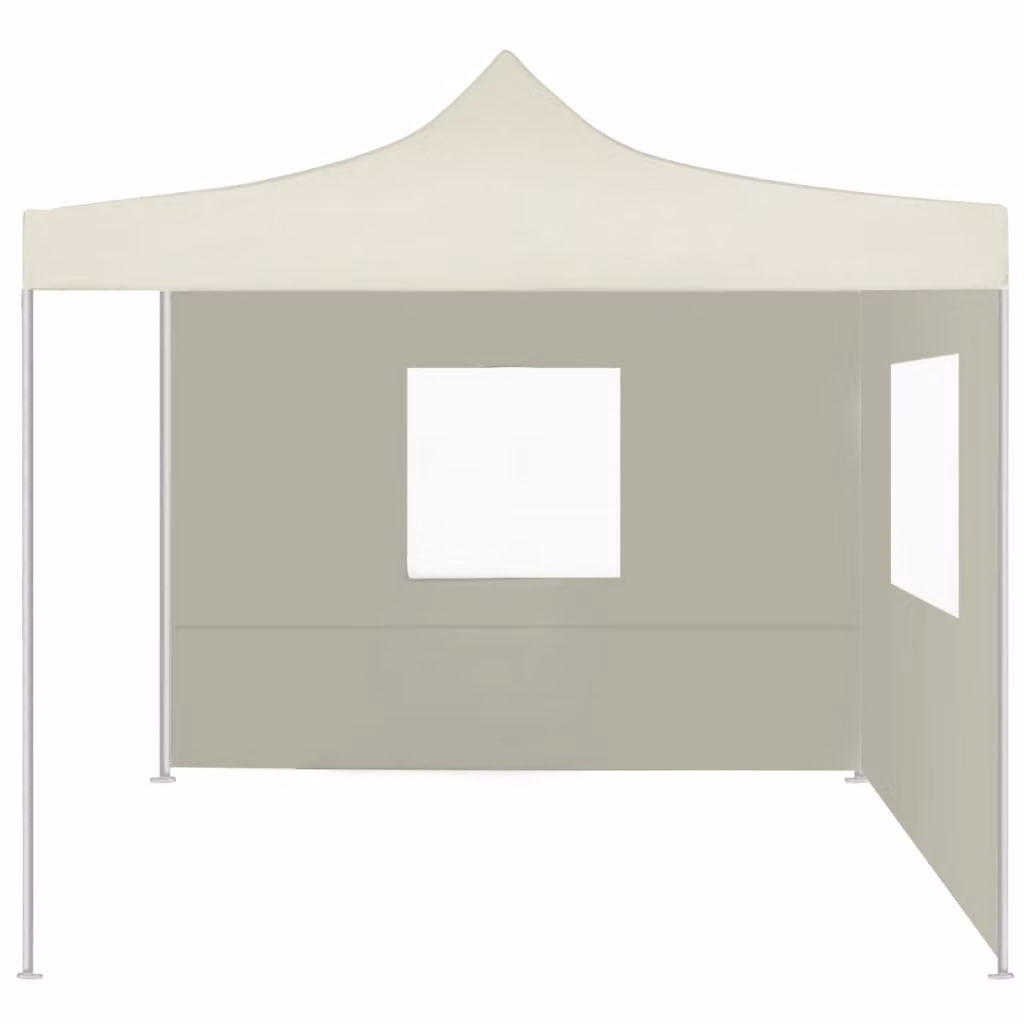 Gazebo Professionale Pieghevole con 2 Pareti 2x2m Acciaio Crema