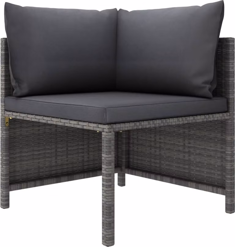 Set Divani da Giardino 10 pz con Cuscini in Polyrattan Grigio