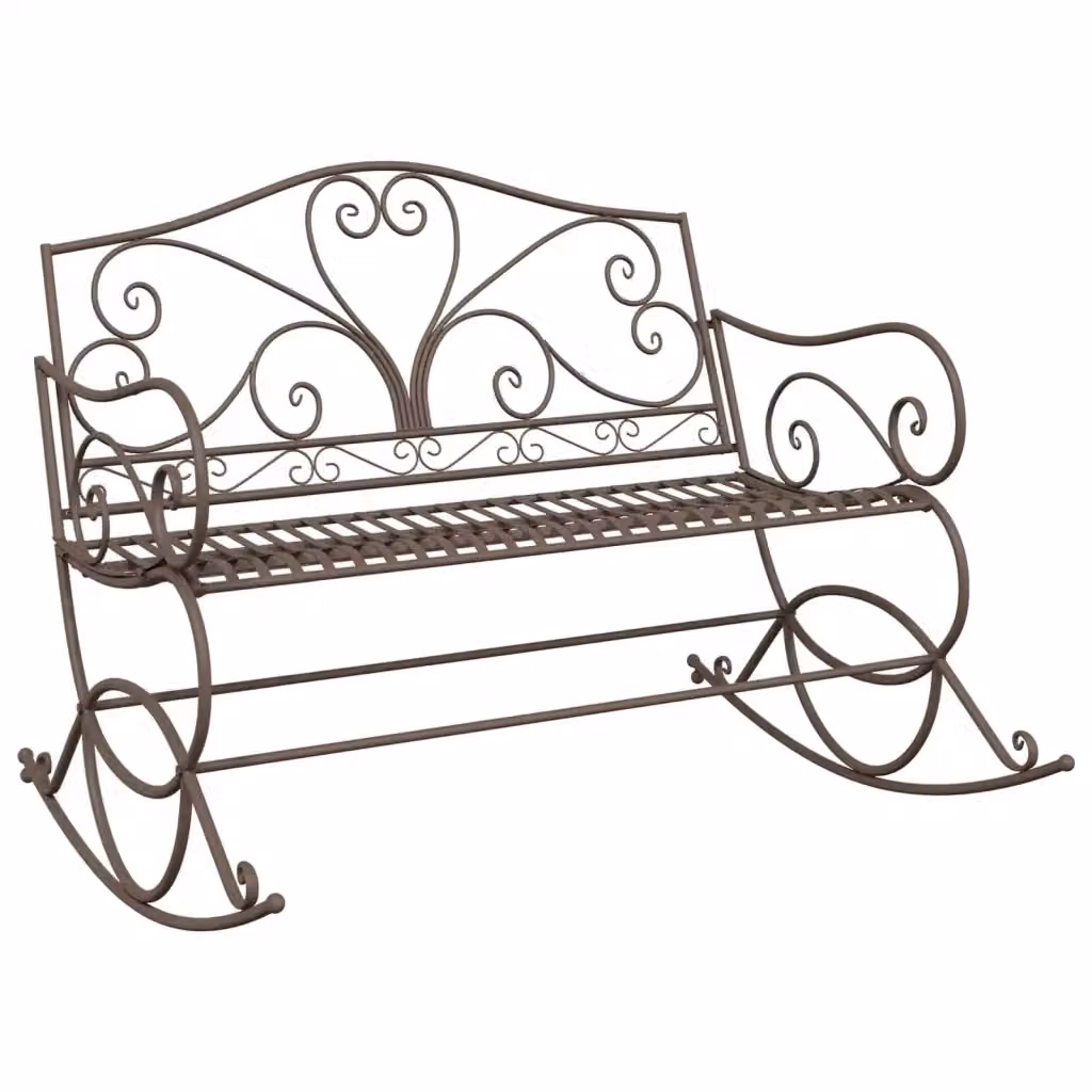 Panchina da giardino vidaXL in acciaio verniciato marrone vintage con braccioli – 2