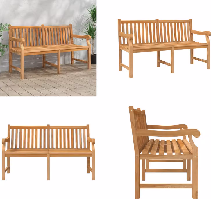 vidaXL Panca da giardino 150 cm in teak massiccio - Panca da giardino - Panca da giardino - Panca da patio - Panche da patio