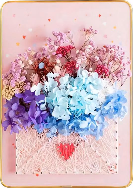 RealG RC-K-1147 Kit creativo per String Art - Quadro LED con cornice 21x30 cm, busta con fiori