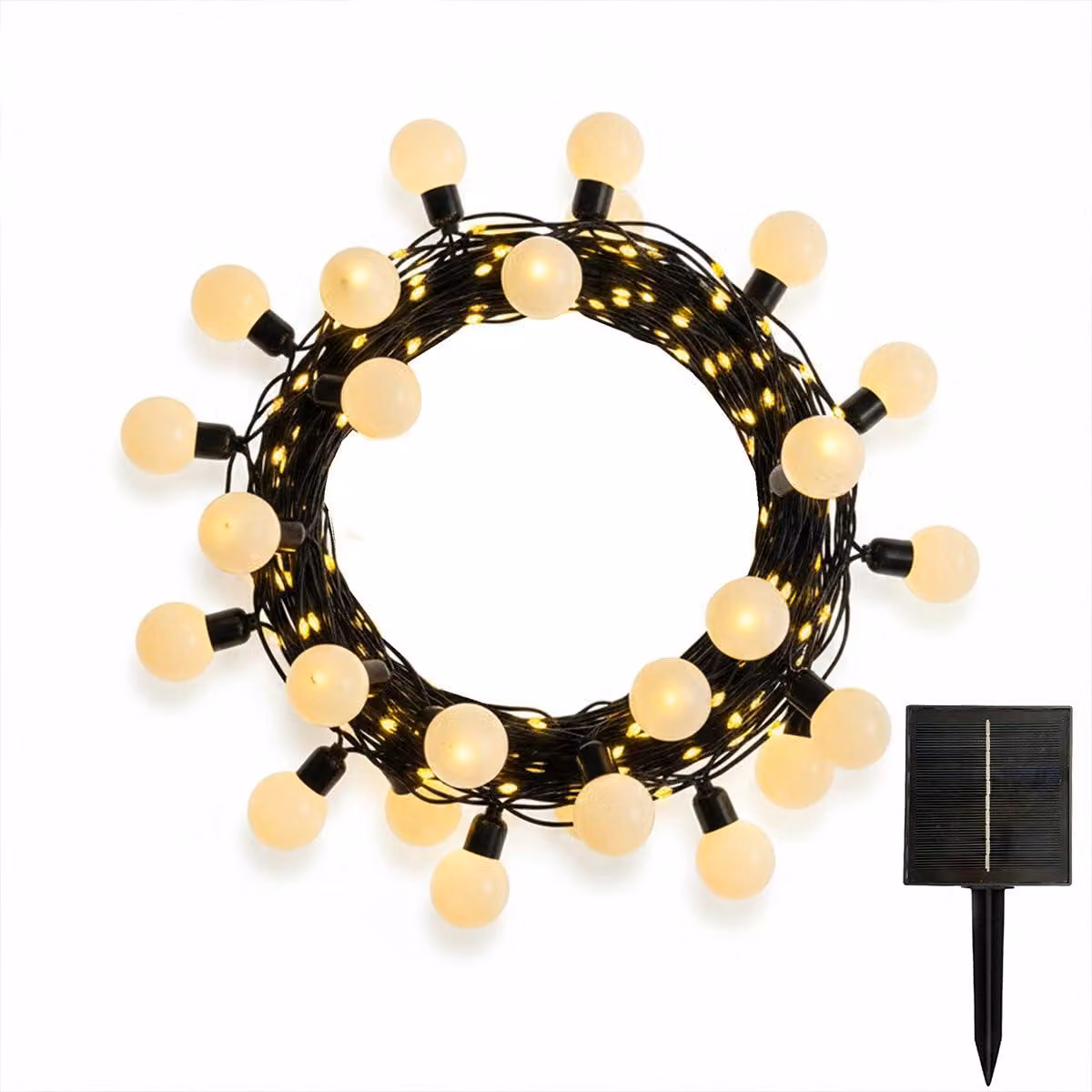Catena luminosa solare, luce bianco caldo, 14 metri, 40 LED, 13 modalità