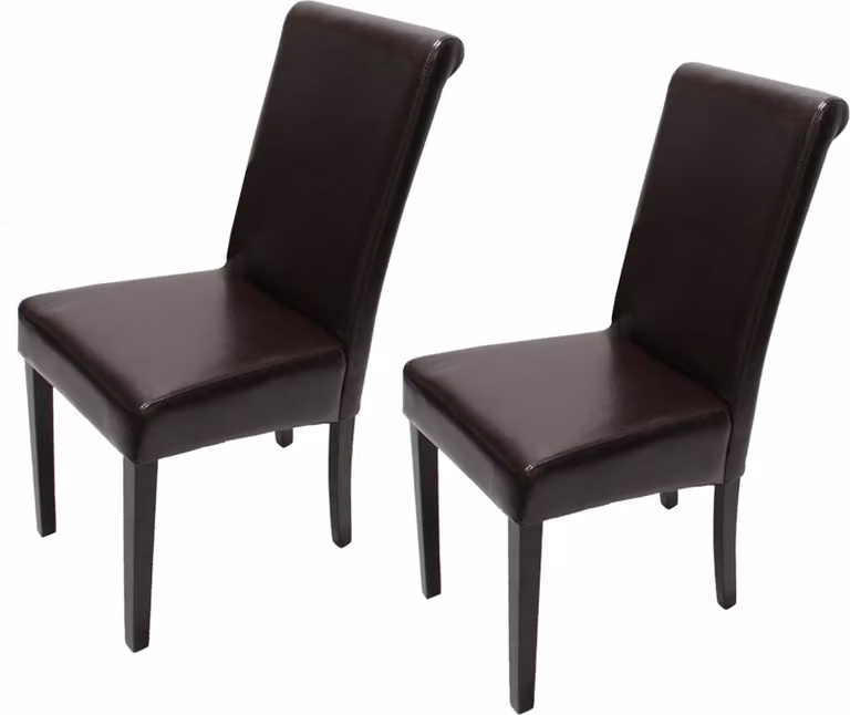 Set di 2 sedie da sala da pranzo Sedie da cucina | A x L x P 99 x 41 x 60 cm | Altezza seduta 47 cm | Pelle | Marrone | Gambe scure
