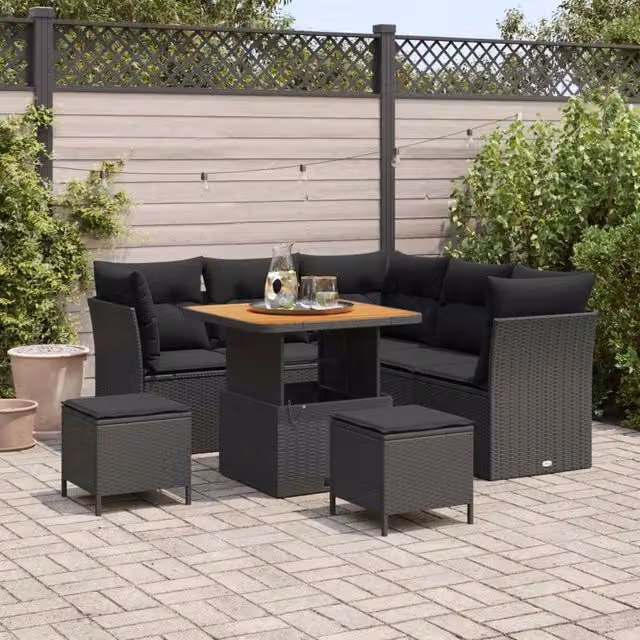 Set Divano da Giardino 8 pz Nero polyrattan 3361479