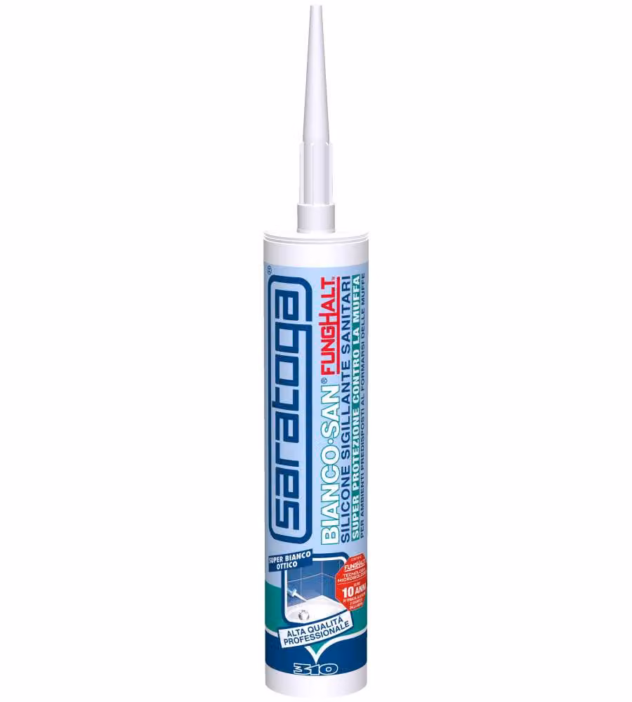 Saratoga Silicone Bianco 310 ml Sigillante Antimuffa per Sanitari
