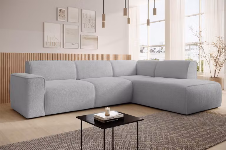 AX LIVING Divano L Form Didim L Grigio chiaro - 292 cm, elegante e confortevole R
