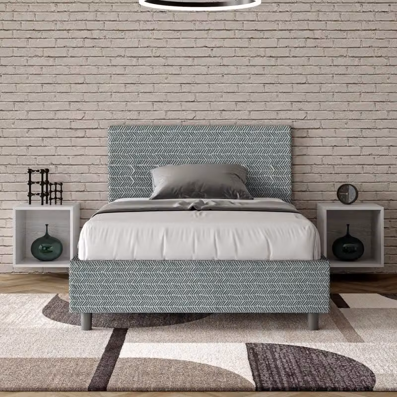 Letto imbottito Ityhome Adele in tessuto azzurro con rete L/P/H: 135 x 222 x 106 cm – 2