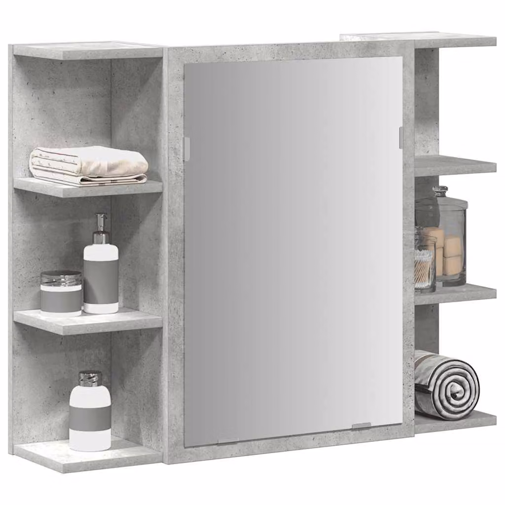 Mobile bagno con specchio vidaXL in stile moderno, colore grigio cemento, L 80 cm x P 20,5 cm x H 64 cm