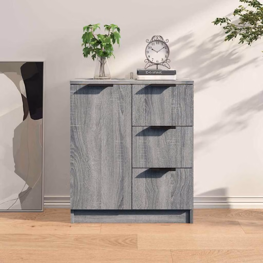 Credenza vidaXL in legno tecnico Grigio Sonoma, design minimalista, L: 60 cm, P: 30 cm, H: 70 cm