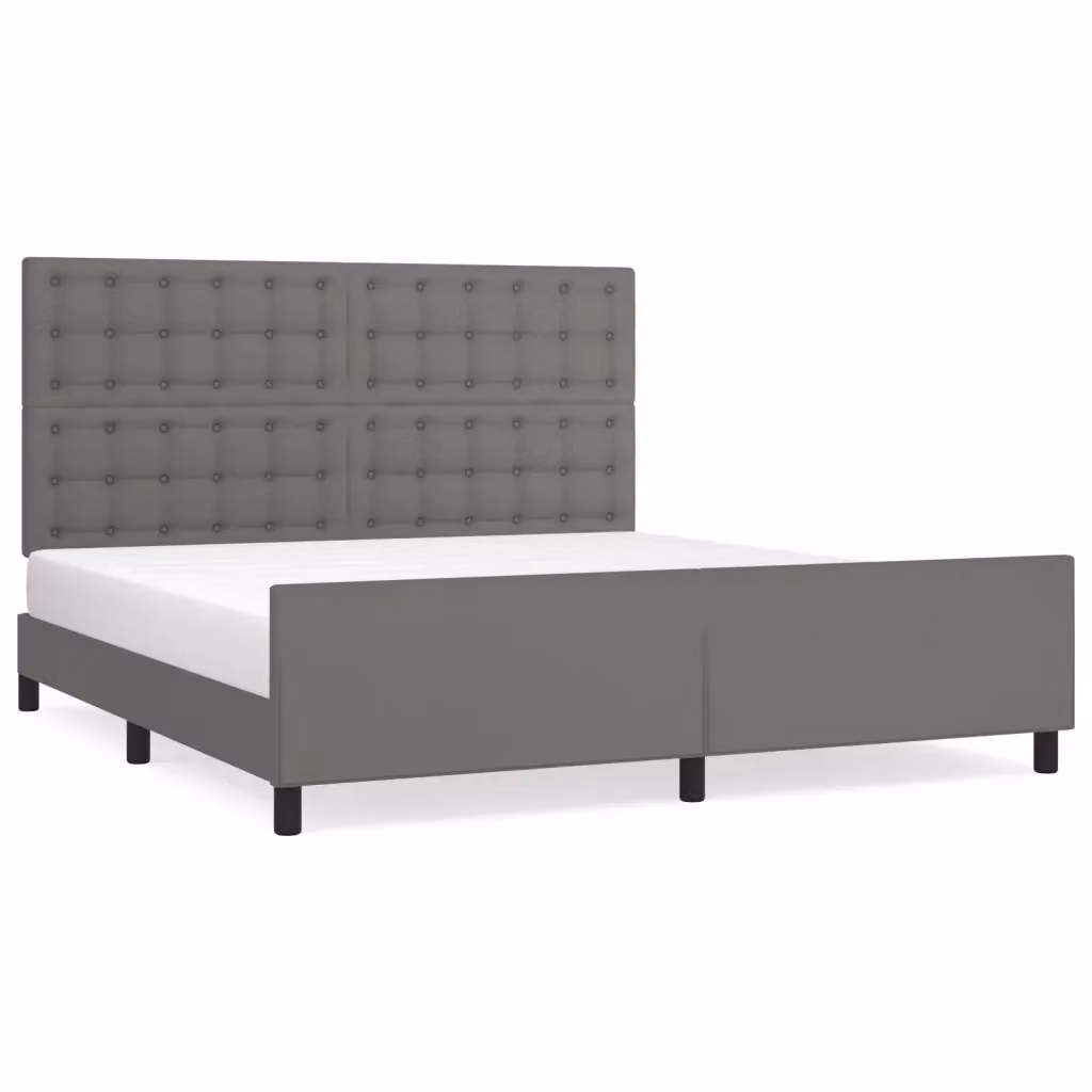 Giroletto con Testiera vidaXL in Similpelle Grigio L/P/H: 160 x 200 x 128 cm – 2