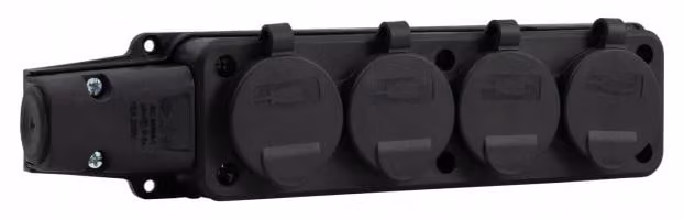 Presa di corrente in gomma, striscia 4x230V 16A IP54 SCHUKO nero