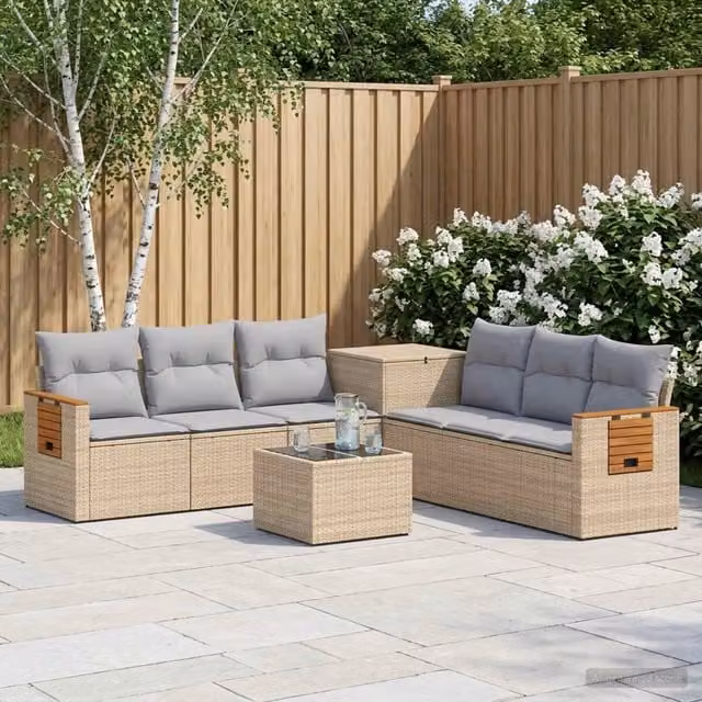 Set di divani 8 pz Beige e Grigio Chiaro 55 x 55 x 37 cm 3448599