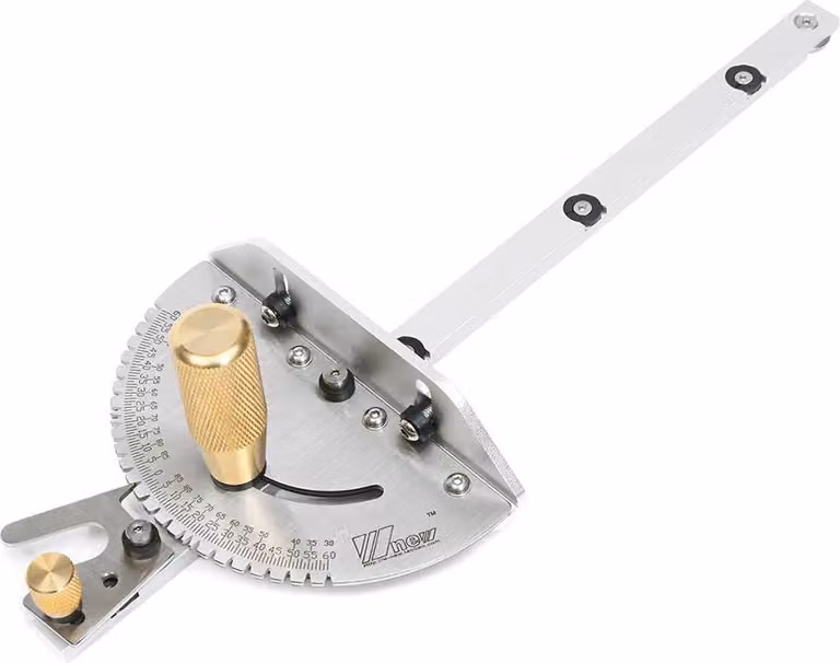Guida angolare per sega circolare da tavolo/tavolo fresatrice - Modello aggiornato - 450×178 mm - Per scanalatura a T da 30 mm - Vite M6 - Impugnatura in ottone - Alluminio + plastica