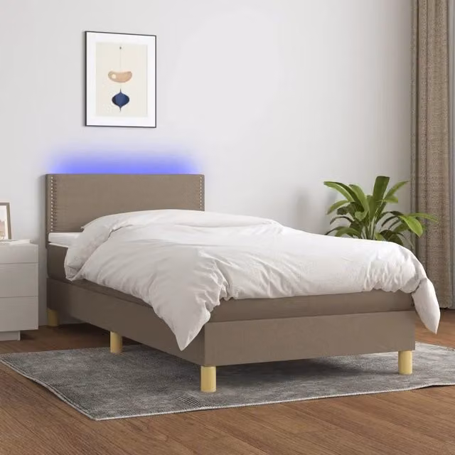 Letto a molle con materasso vidaXL con illuminazione LED e porta USB in tessuto, L/P/H: 90 x 190 x 78 cm – 1