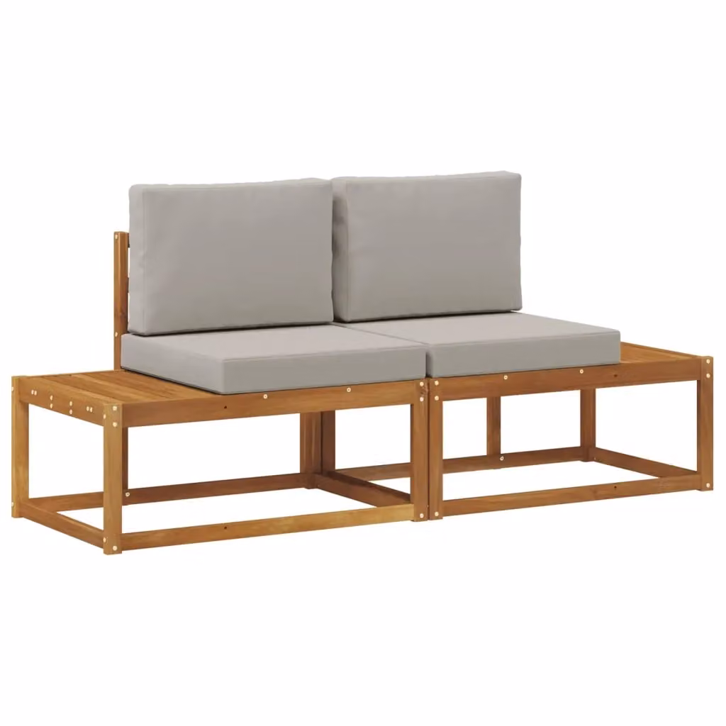 Divano da esterno moderno vidaXL in legno di acacia con cuscini grigi – 2