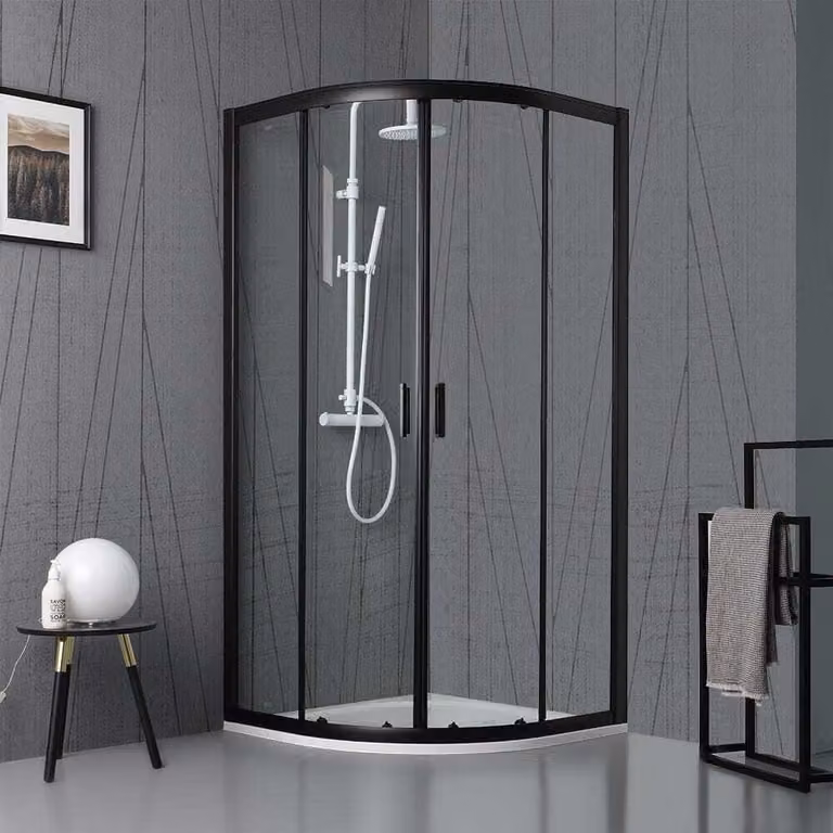 Box doccia nero opaco semicircolare cm 90 cristallo trasparente | City