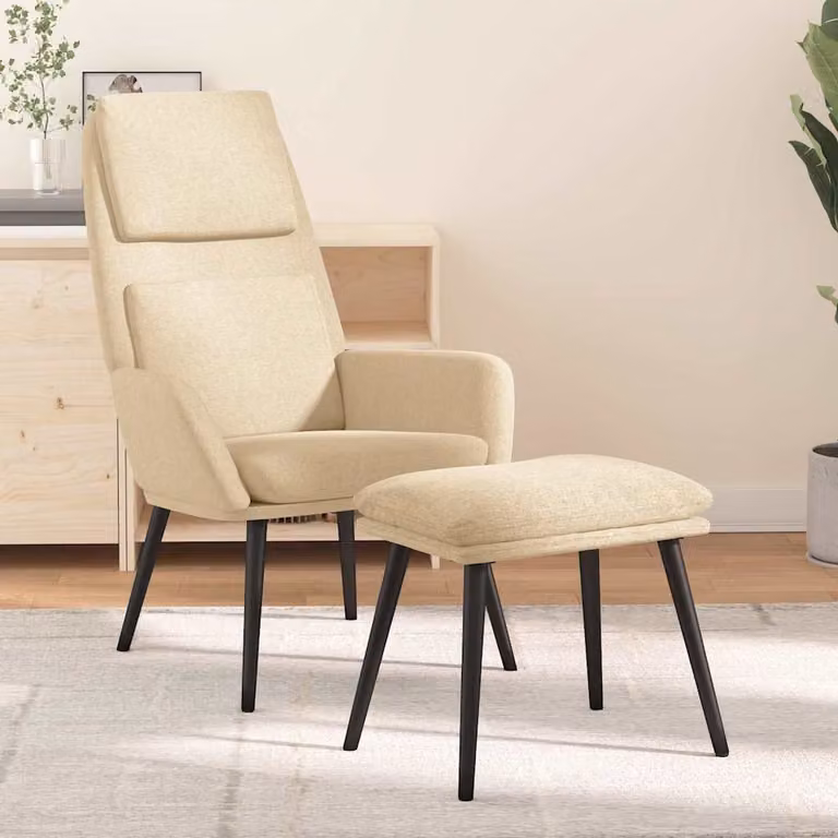 vidaXL Poltrona Relax con Poggiapiedi Beige in Tessuto e Struttura in Metallo e Composito