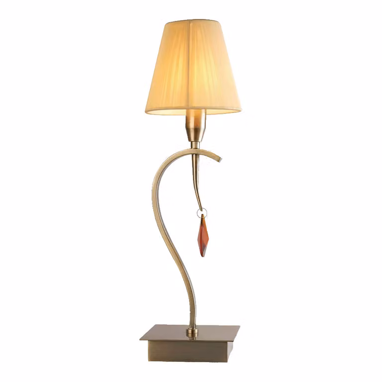 Lampada da tavolo OXFORD 40W, ottone opaco/beige, Ø: 14 H: 47 cm, attacco E14, con interruttore