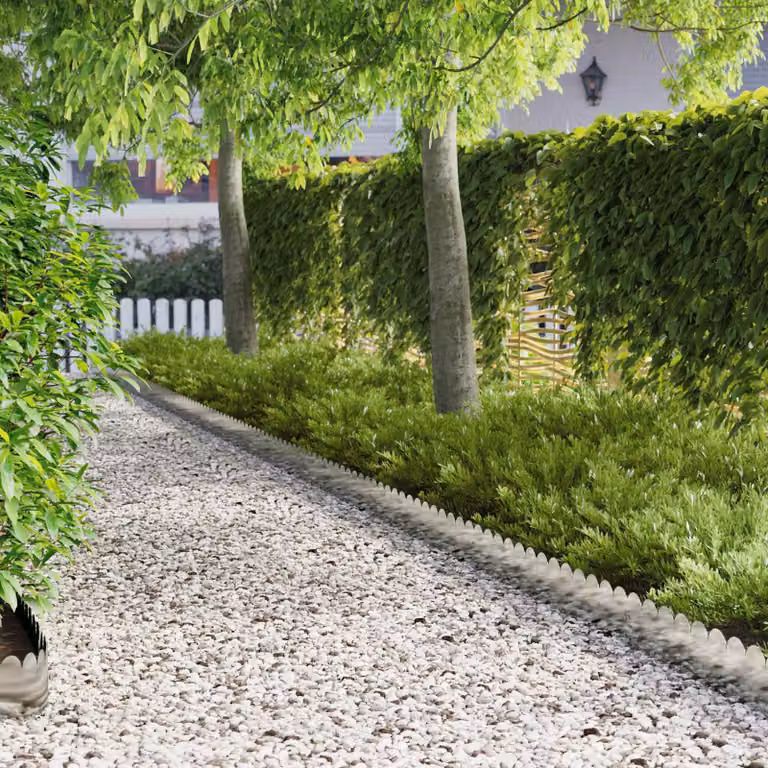 Set di 10 bordure per prato vidaXL in acciaio color argento, 103 x 20 cm
