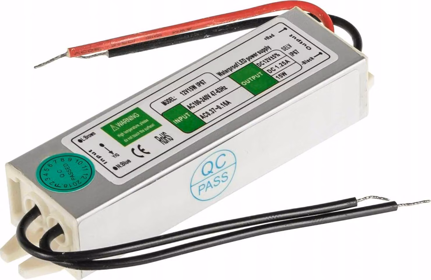 Alimentatore ermetico LED 15W 12V 1,25A 115x30x20 Ecolight EC79607