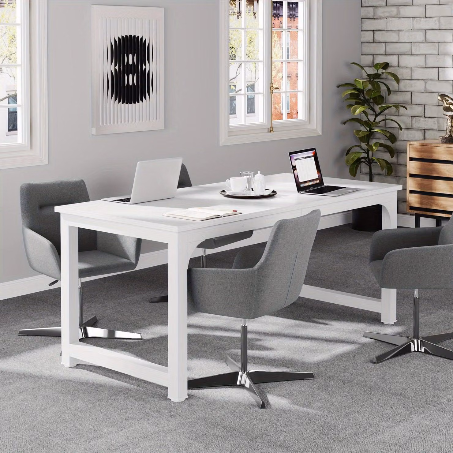 Tavolo da riunione - Tavolo per conferenze - Scrivania - Tavolo da lavoro - Arredamento per riunioni - Formato compatto