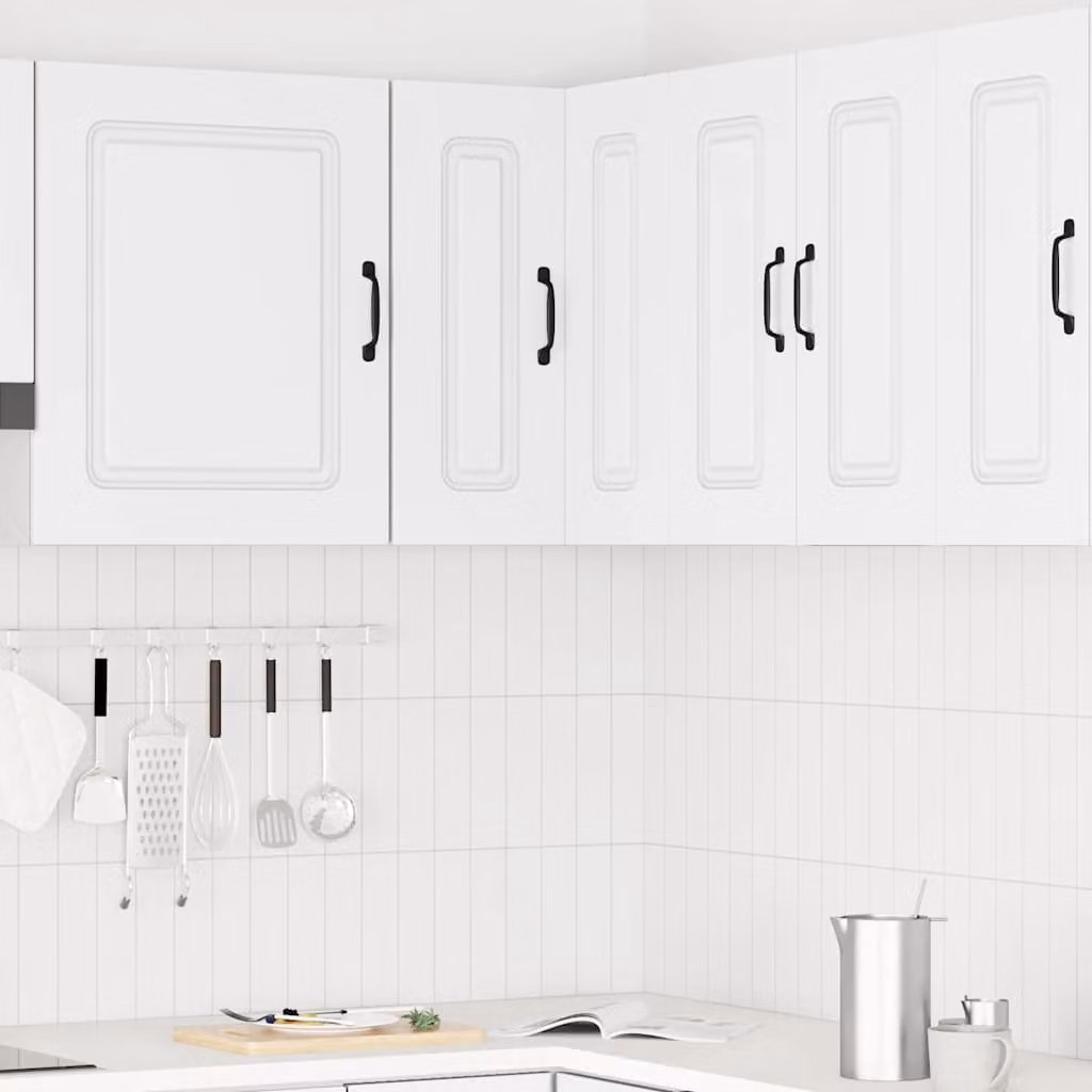 vidaXL Pensile da Cucina ad Angolo Kalmar Bianco in Legno e MDF con Ante a Battente