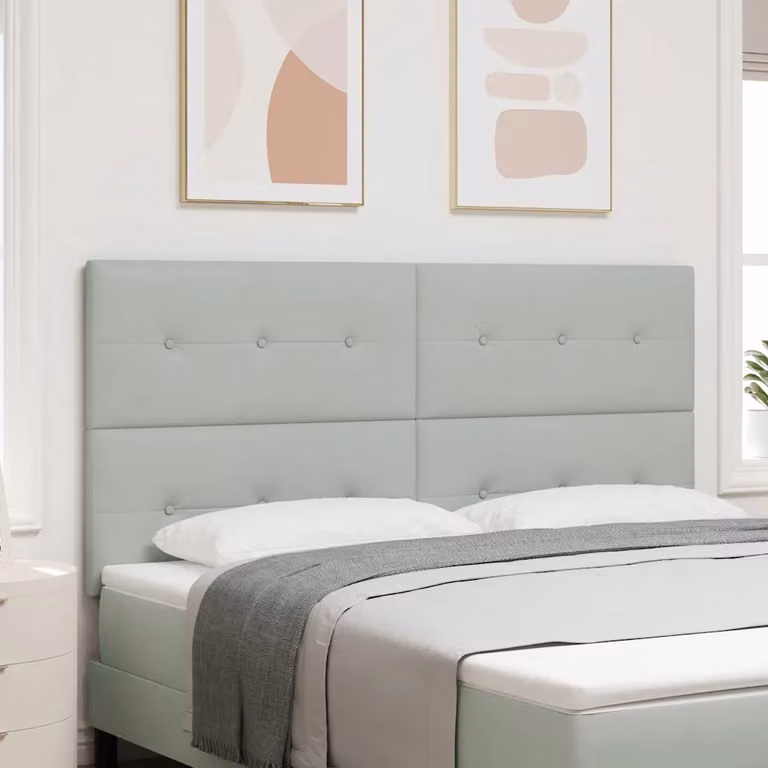 Testiera per letto con illuminazione LED vidaXL in velluto grigio chiaro, Larghezza: 180 cm