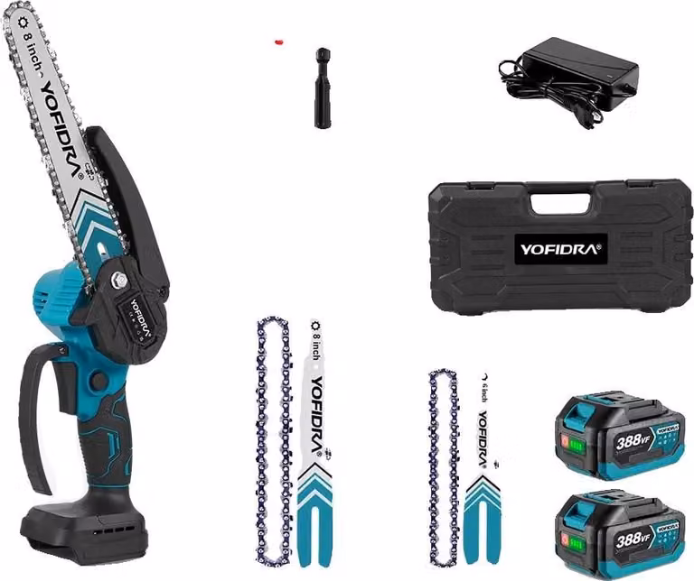 Troncatrice a catena elettrica, motore brushless, alta potenza, 2 batterie di ricambio