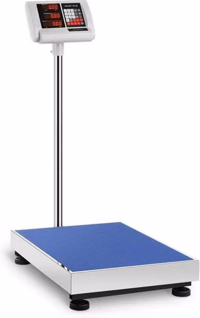 Bilancia a piattaforma blu in plastica con capacità 300 kg e precisione 50 g, L: 60 cm, P: 45 cm