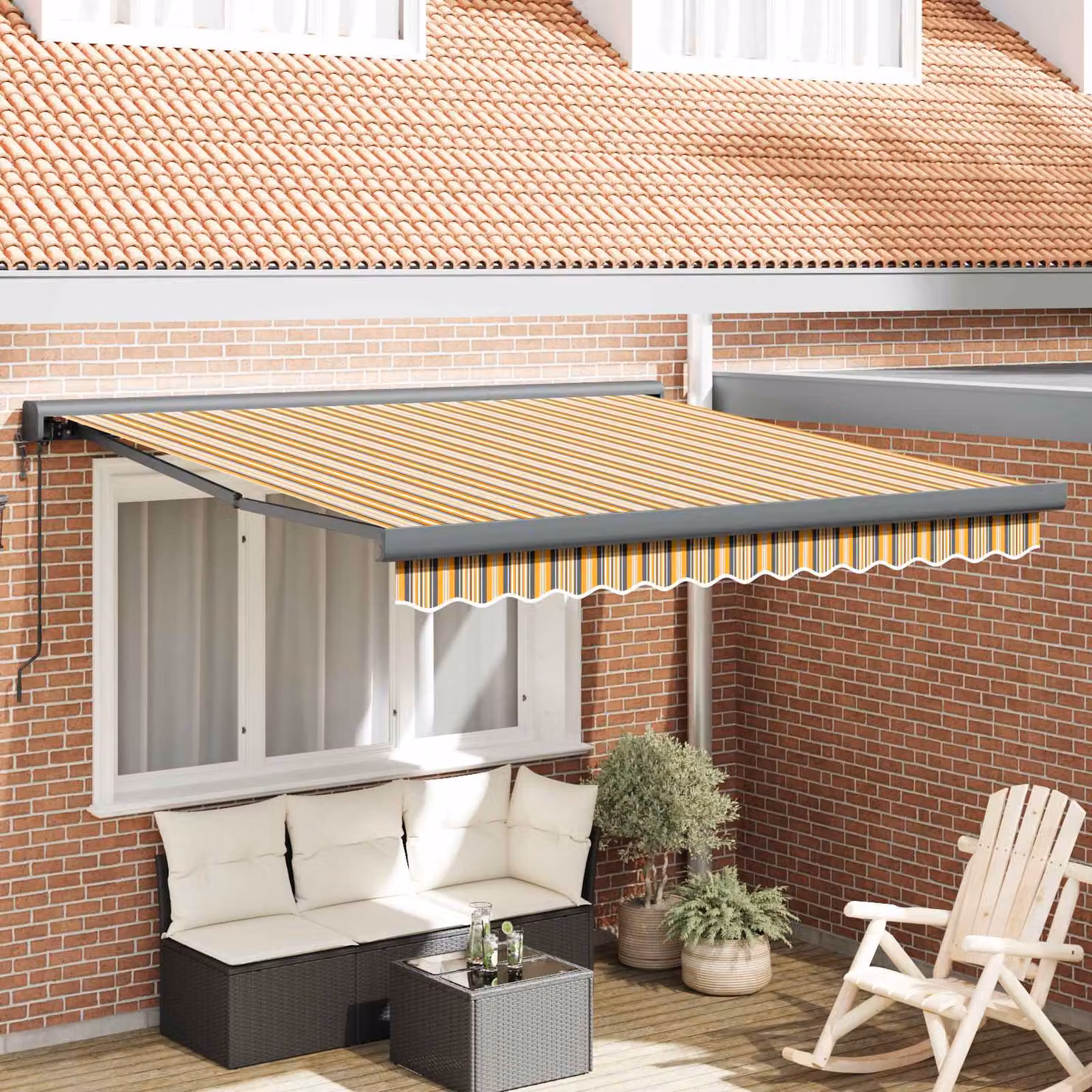 Tenda retrattile vidaXL multicolore con bracci pieghevoli L: 300 cm, P: 250 cm, H: 165 cm
