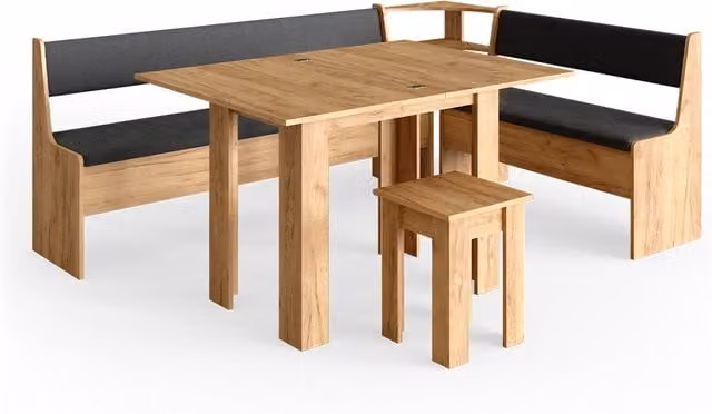 Gruppo panca ad angolo Roman Rovere dorato 210 x 150 cm con tavolo Vicco