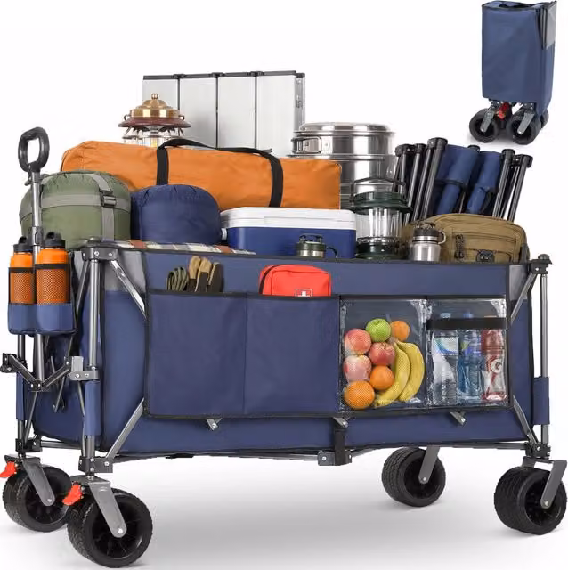Carrello pieghevole da trasporto multiuso MODFU in acciaio e poliestere, blu grigio, L: 120 cm, P: 57,5 cm, H: 44 cm