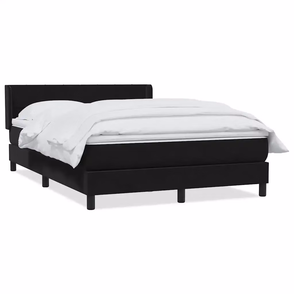 Letto Ibrido con Giroletto a Molle e Materasso in Velluto Nero e Bianco vidaXL L: 163 cm, P: 213 cm, H: 88 cm – 2