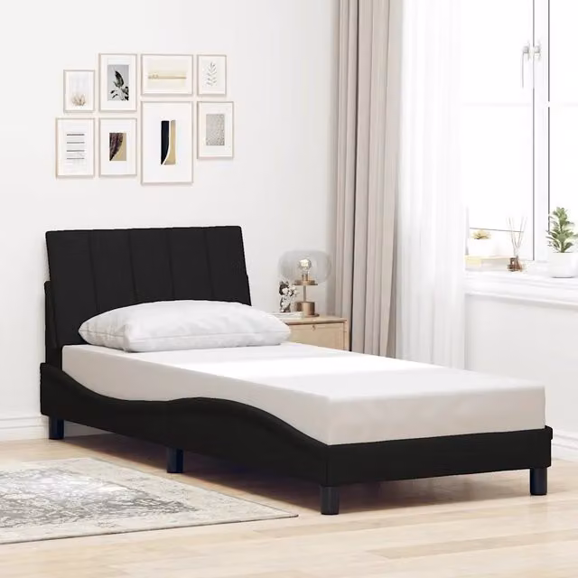 Struttura Letto Hanko Design Mania Nero con Tessuto L 80 x P 200 cm – 1