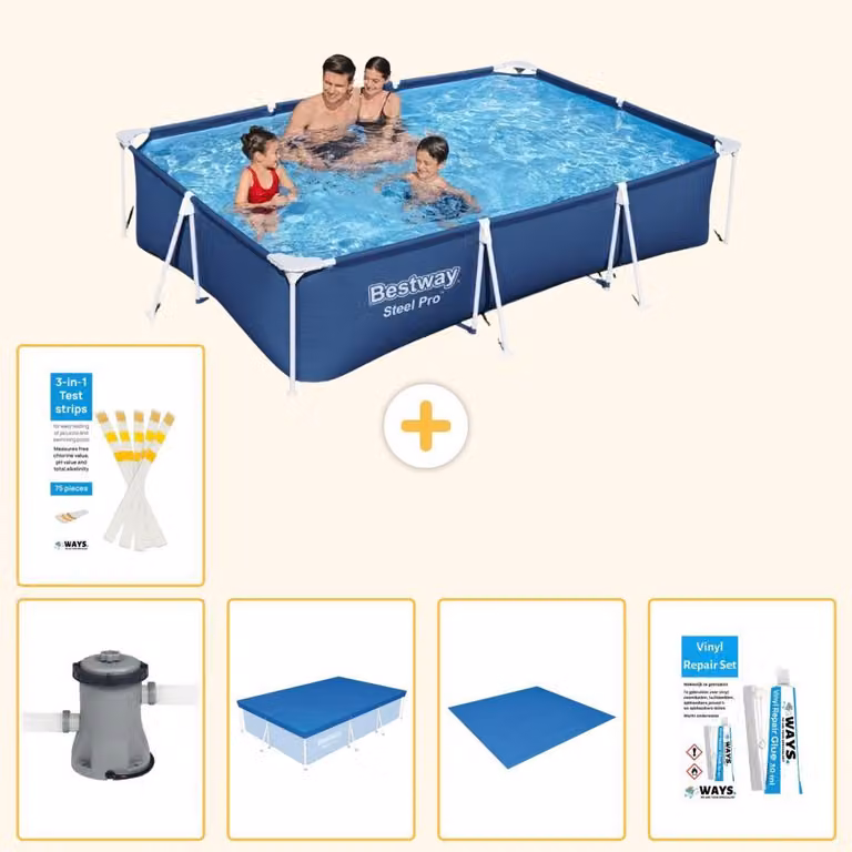 Bestway Steel Pro, piscina rettangolare - 300x201x66 cm - 6 pezzi - Modello S22723