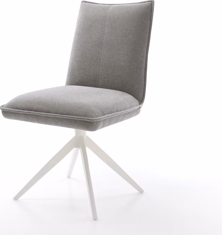 DELIFE sedia girevole Lelio-Flex tessuto strutturato grigio morbido telaio trasversale bianco largo funzione dondolo ruotabile a 360° nucleo a molle tascabili